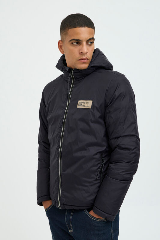 Topattu hupullinen musta Blend välikausi-/ kääntötakki