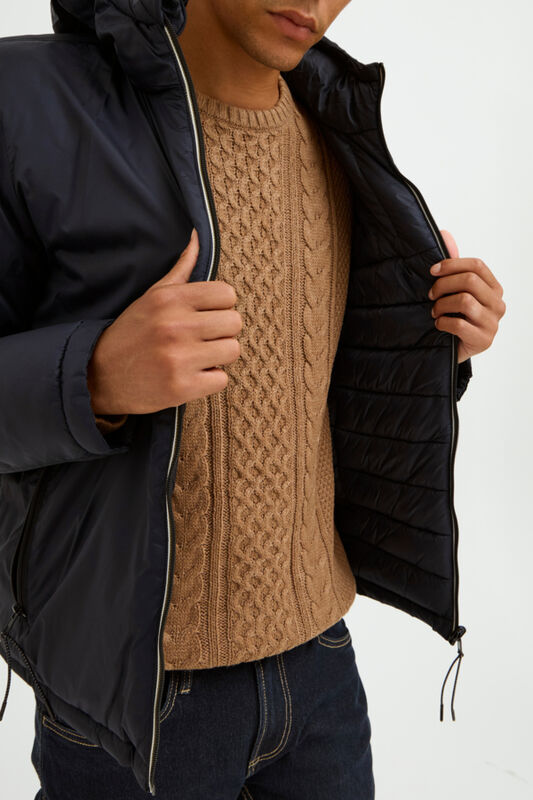 Topattu hupullinen musta Blend välikausi-/ kääntötakki