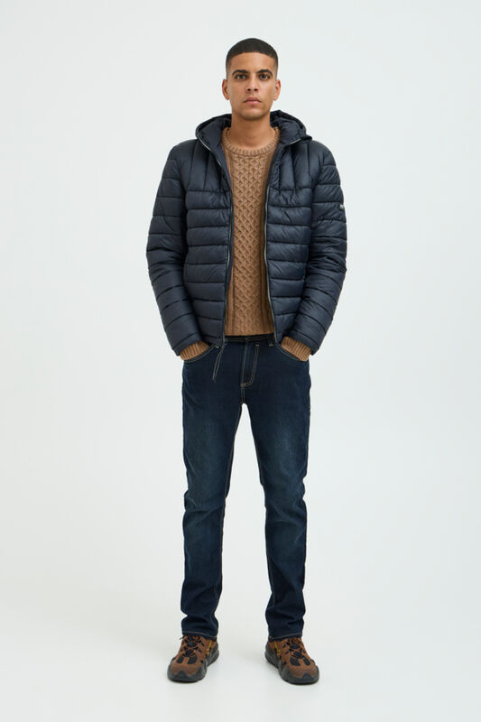 Topattu hupullinen musta Blend välikausi-/ kääntötakki